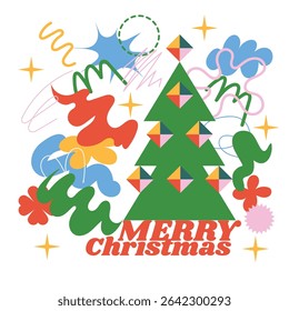 Christmas cards with quirky doodle simple elements. Vector