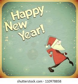 Christmas cards with Santa Claus - New Year postcard in Retro style with text  - vector illustration