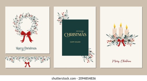 
Christmas cards, a set of cards. Vector illustration