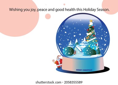 Christmas cards, snow globe with tree landscape