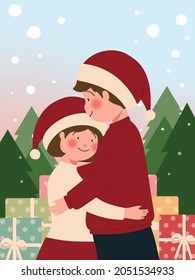 Christmas cards template with couple