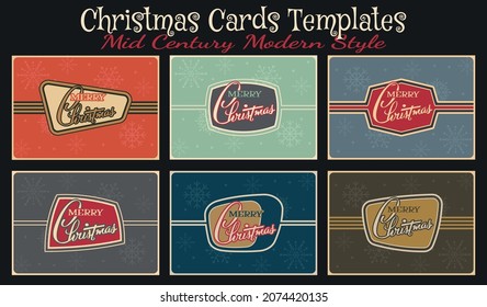 Vorlagenset für Weihnachtskarten, moderne Formen und Farben im Mittelalter