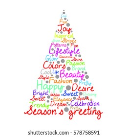 Christmas cards with typographic tree, vector