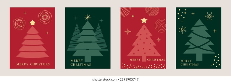 Tarjetas de Navidad. Tarjetas de vacaciones de invierno. Estilo moderno. Ilustración vectorial.