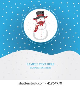 Christmas card-snowman vector