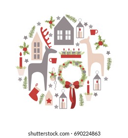 Christmas card.Vector illustration.