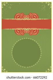 Christmas card.Vector vintage red green background for text.