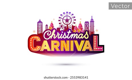 Christmas Carnival day logo, design, fun, party, invite and celebration concept.