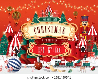 christmas carnival invitation card template vector/illustration