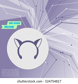 Christmas carnivals ears icon on purple abstract modern background. The lines in all directions. With room for your advertising. Vector illustration