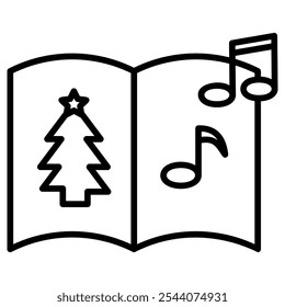 Christmas Carol Black Outline Icon