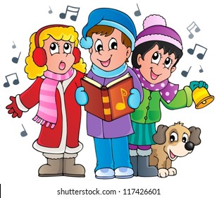 Christmas Carol Singers Theme 1 - Vector Illustration.