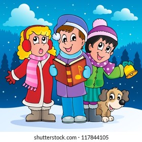 Christmas Carol Singers Theme 2 - Vector Illustration.