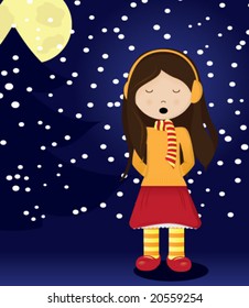 Christmas caroler, vector