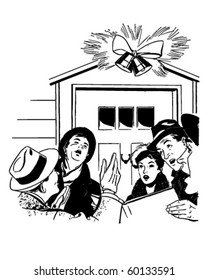 Christmas Carolers - Retro Clip Art