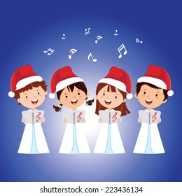 Christmas Carols. Children Choir Singing. 