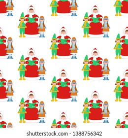 Christmas Carols Singer Pattern On The White Background. Vector Illustration