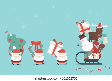 Christmas cartoon background, vector