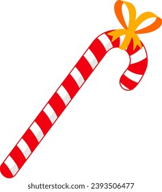 Christmas Cartoon Candy Cane Gift. Vector Illustration Flat Design Isolated On Transparent Background