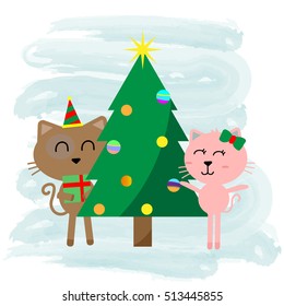 Christmas cartoon cat