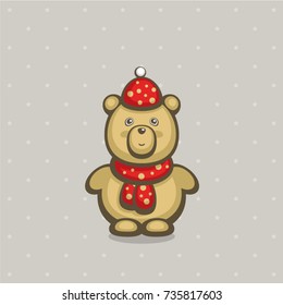 Christmas cartoon character. Cute bear vector illustration. New year design.
