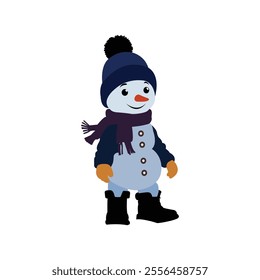 Christmas Cartoon Character vector design. Merry Christmas template design with snowman. Merry Christmas font with Santa Claus in Christmas theme.