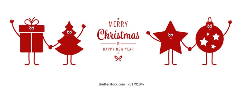 Christmas cartoon character wave isolated background