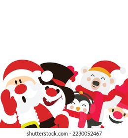 Christmas Cartoon Characters Funny Banner ,A set of happy Christmas characters 