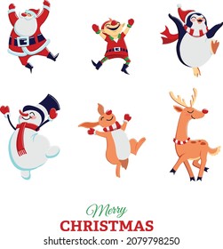 Christmas cartoon characters vector design