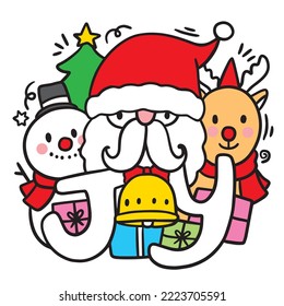 Christmas cartoon cute character vector.