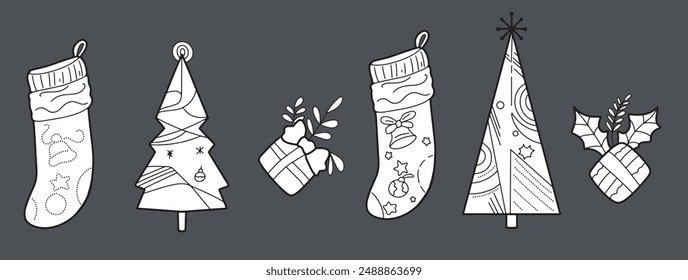 christmas cartoon Cute elements, card decoration, vector illustration