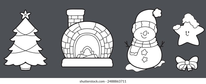 christmas cartoon Cute elements, card decoration, vector illustration