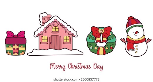 christmas cartoon Cute elements, card decoration, vector illustration