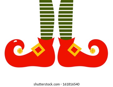 Christmas cartoon elf's legs isolated on white 