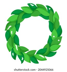 Christmas cartoon festive green christmas wreath. Merry christmas and happy new year concept.