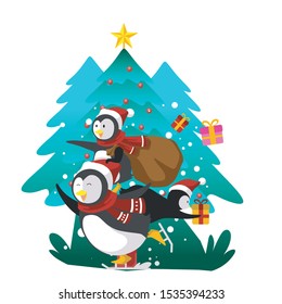 CHRISTMAS CARTOON FLAT THEME ILLUSTRATION 