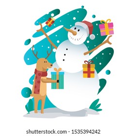 CHRISTMAS CARTOON FLAT THEME ILLUSTRATION 