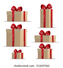 Christmas cartoon gift set. Happy New Year card poster banner. Vector illustration.