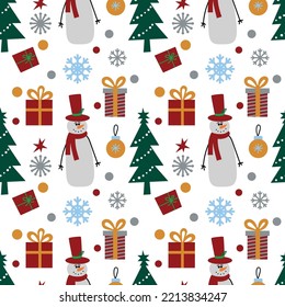 Christmas cartoon icons pattern isolated on white background