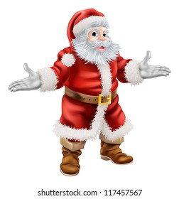 Christmas cartoon illustration of full body standing happy Santa Claus