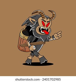 Christmas Cartoon Illustration Vector Character Krampus