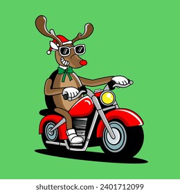 Christmas Cartoon Illustration Vector Character Deer