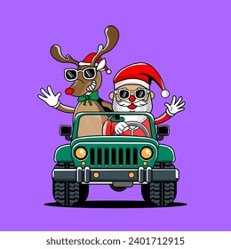 Christmas Cartoon Illustration Vector Character Santa Claus