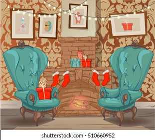 christmas cartoon interior