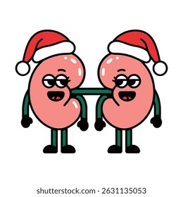 Natal desenhos animados rins com Santa chapéus ilustração