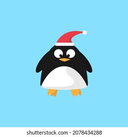 Christmas cartoon penguin. Vector illustration