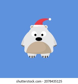 Christmas cartoon polar bear. Vector illustration
