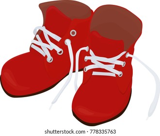 Christmas cartoon red boots isolated on white