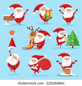 Christmas Cartoon Santa Claus Set  Vector