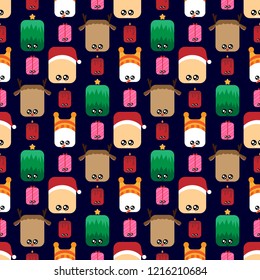 Christmas cartoon seamless pattern background,Christmas cartoon vector illustration.
